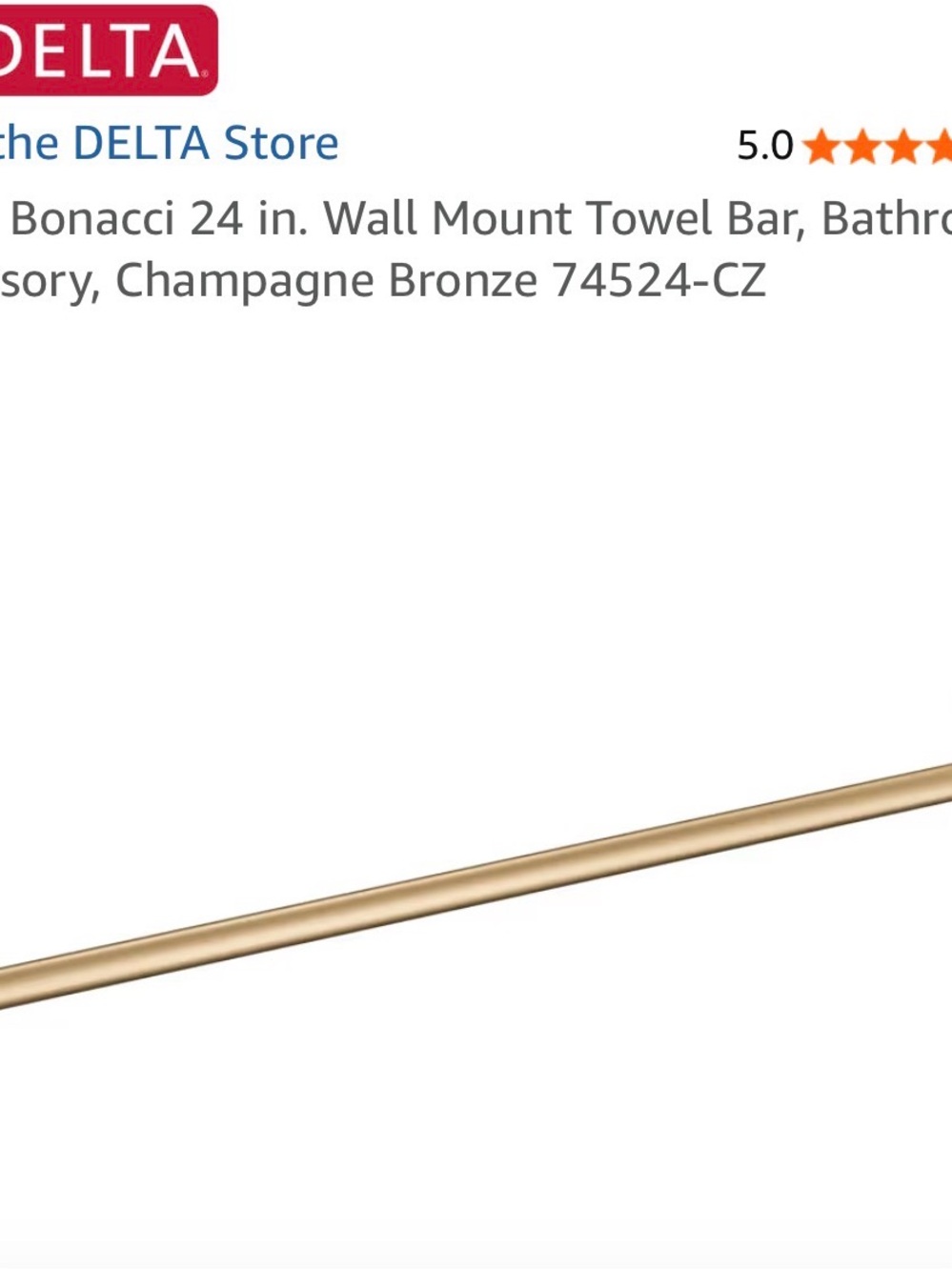 Delta Bonacci Wall-Mount Towel Bar in Champagne Bronze Finish